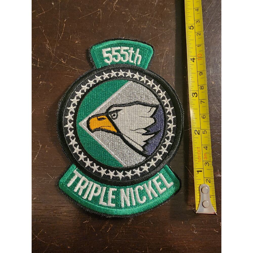 Vintage 555TH Tactical Fighter Squadron‎ Triple Nickle Usaf Patch Eagle 5”